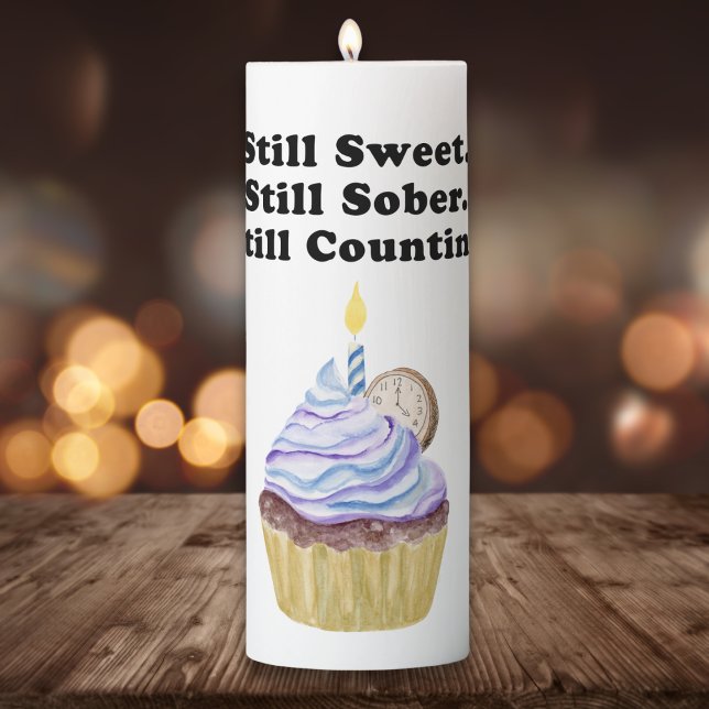 Still Sweet. Still Sober. Still Counting. Sobriety Pillar Candle (Creator Uploaded)