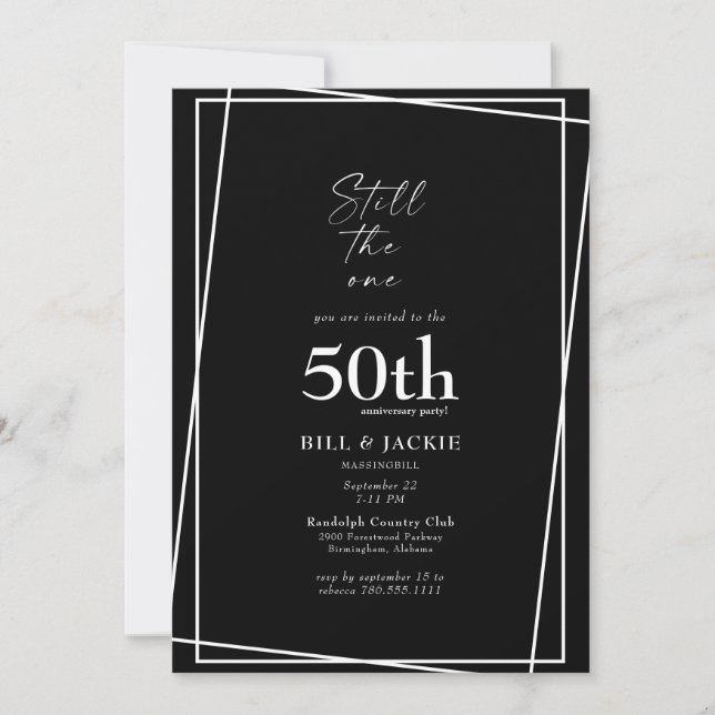 Still The One 50th Anniversary Black Party Invitation (Front)