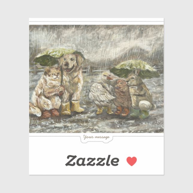 Still Together Whimsical Farmhouse Animals Rainy  Sticker (Sheet)