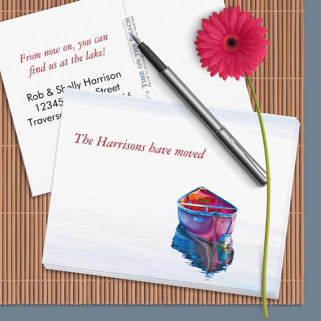 Still Water Red Canoe New Address Announcement Postcard (Creator Uploaded)