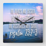 Still Waters He Restores My Soul Bible Verse Lake Square Wall Clock at Zazzle