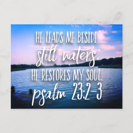 Still Waters He Restores My Soul Bible Verse Postcard