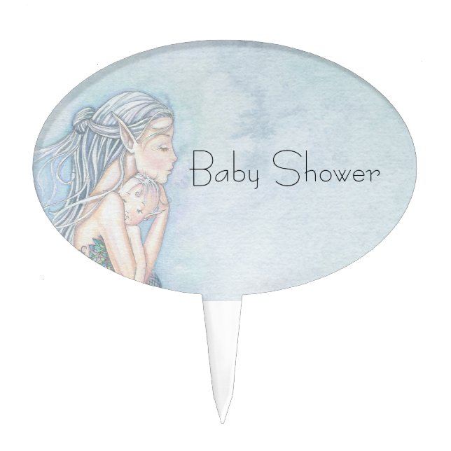 Still Waters Mermaid Mother and Infant Baby Shower Cake Topper (Front)