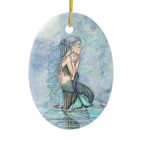 Still Waters Mermaid Mother and Infant Baby Shower Ceramic Ornament