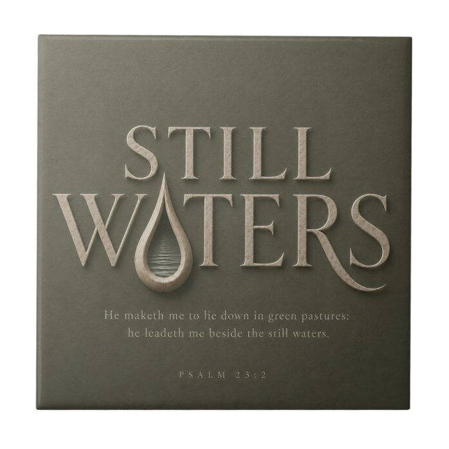 STILL WATERS | PSALM 23:2 | CERAMIC TILE (Front)