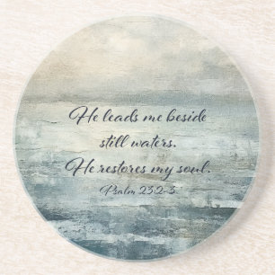 Still Waters Psalm Bible Verse Christian Art Coaster