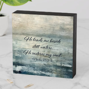 Still Waters Psalm Bible Verse Christian Art Wooden Box Sign