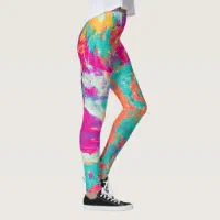 Still Wet Colorful Neon Splatter Paint Abstract Leggings