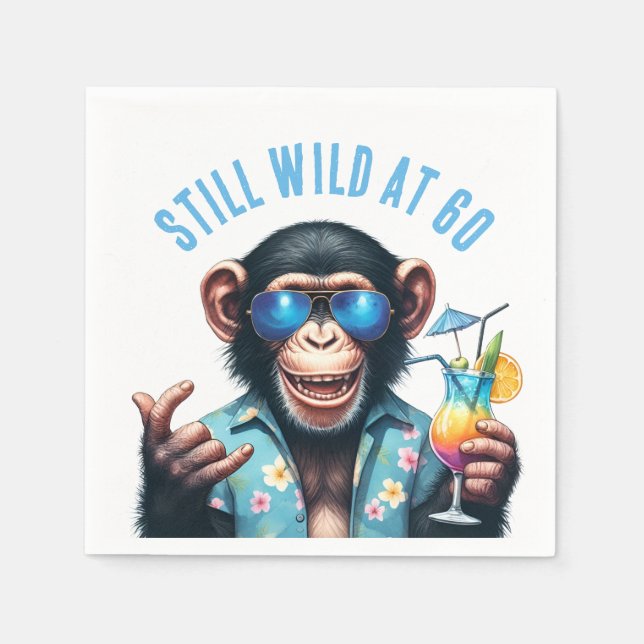 Still Wild at 60 Summer Monkey 60th Birthday Napkins (Front)
