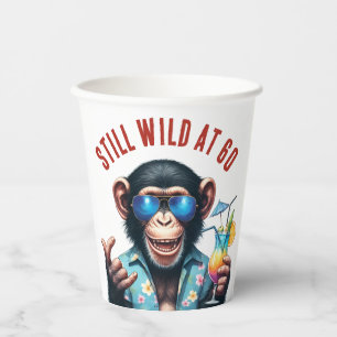Still Wild at 60 Summer Monkey 60th Birthday Paper Cups