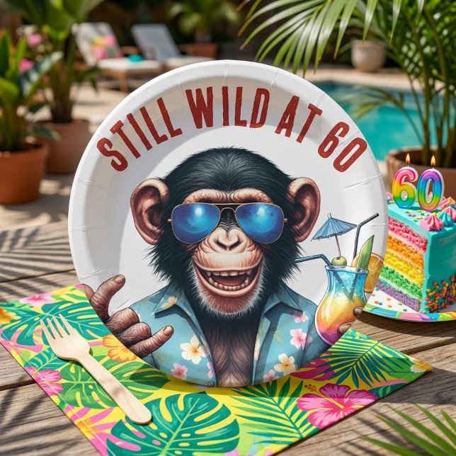 Still Wild at 60 Summer Monkey 60th Birthday Paper Plates (Still Wild at 60 Summer Monkey 60th Birthday Paper Plates)