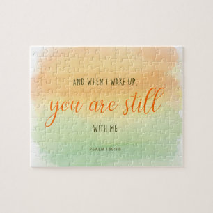 still with me Psalms Bible Quote Watercolor Jigsaw Puzzle