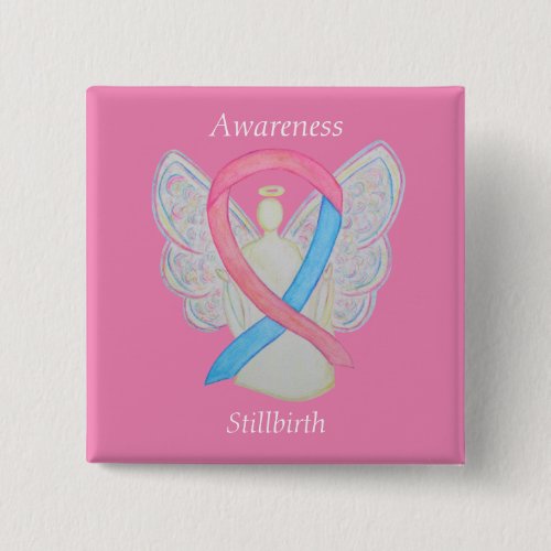 Stillbirth Awareness Ribbon Angel Custom Art Pins