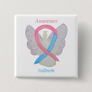 Stillbirth Awareness Ribbon Angel Custom Art Pins
