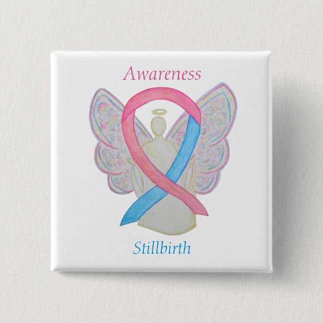Stillbirth Awareness Ribbon Angel Custom Art Pins (Front)