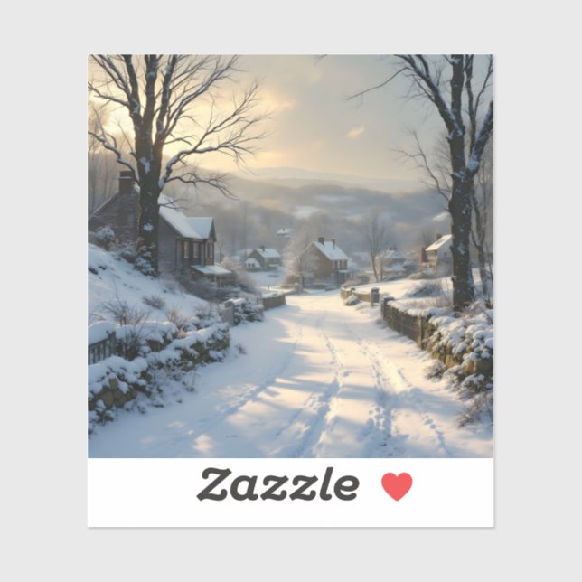 Stillness After Snowfall – Winter Landscape Square Sticker (Sheet)