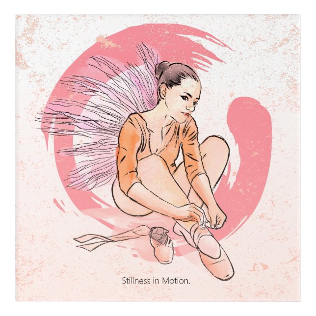 Stillness in Motion – Minimalist Ballerina & Enso  Acrylic Print (Front)