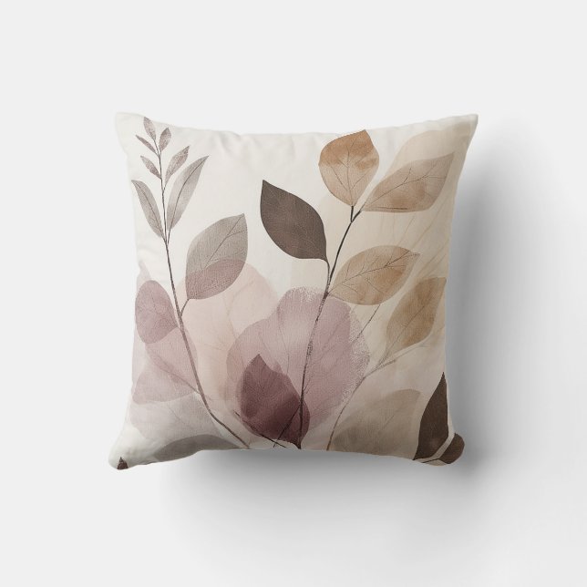 Stillness in Motion Warm Minimalist Design Throw Pillow (Back)