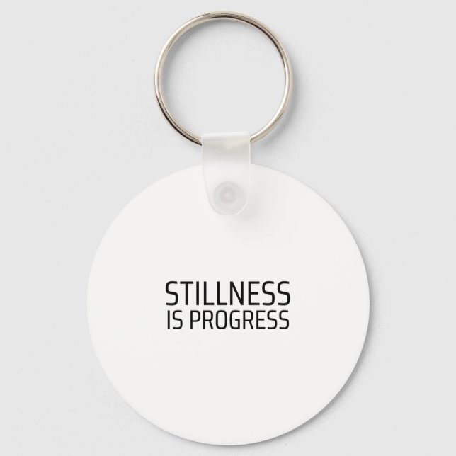 Stillness Is Progress Minimalist Typewriter Keychain (Front)