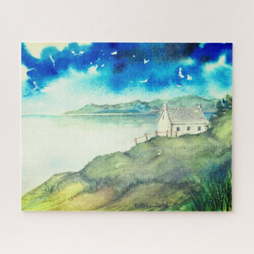 Stillness of the Morning Lake Landscape Watercolor Jigsaw Puzzle