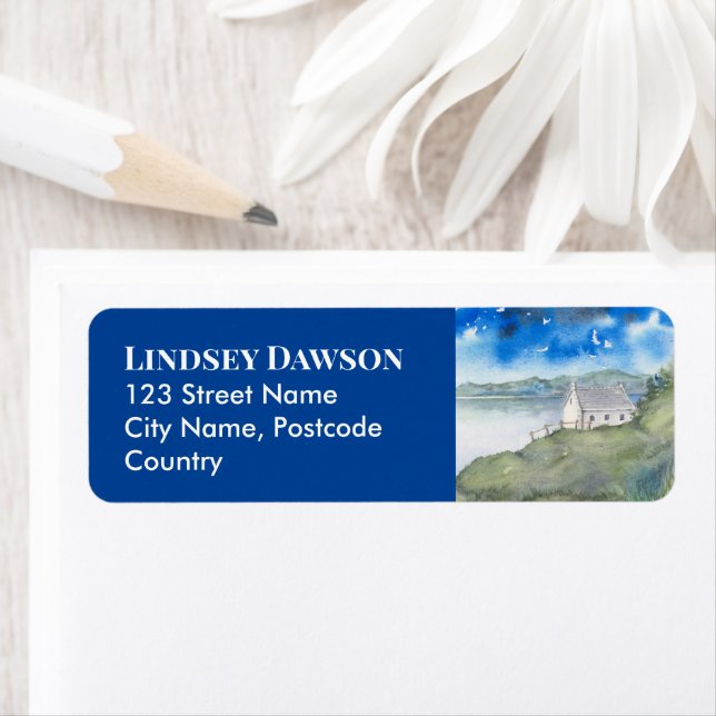 Stillness of the Morning Lake Landscape Watercolor Label (Insitu)