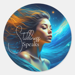 Stillness Speaks   Meditation Celestial Art Classic Round Sticker