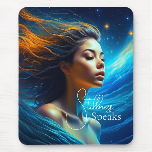 Stillness Speaks  Meditation Celestial Art Mouse Pad