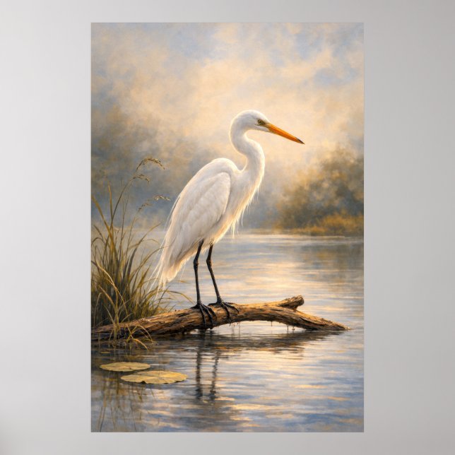 Stillwater Egret | Coastal Wildlife | Poster (Front)