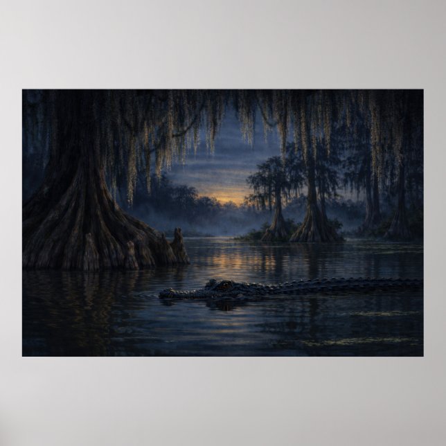 Stillwater Gator | Bayou Wildlife Art | Poster (Front)