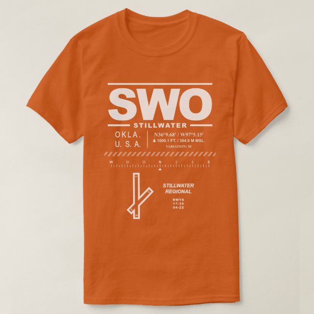 Stillwater Regional Airport SWO T-Shirt (Design Front)