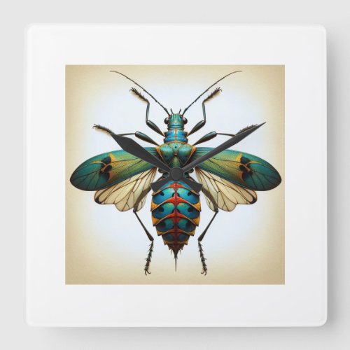 Stilt Bug 040624IREF110 _ Watercolor Square Wall Clock