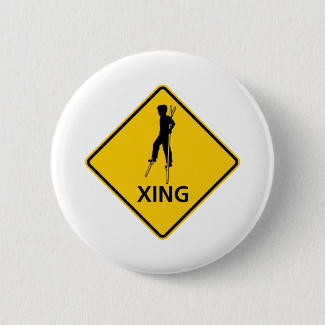 Stilt-Walker Crossing Highway Sign Button (Front)