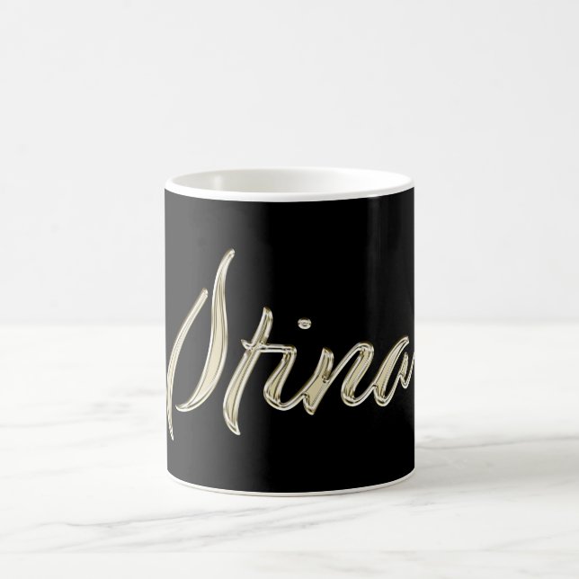 Stina white Handwriting Tasse Kaffeetasse Coffee Mug (Center)
