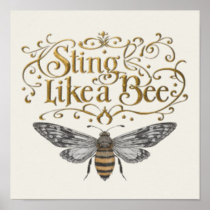 Sting Like A Bee Vintage Fairytale Girl Power Poster