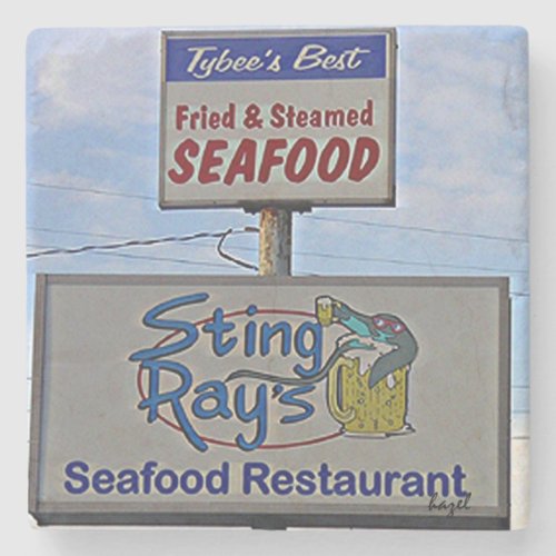 Sting Rays Tybee Island Marble Coaster