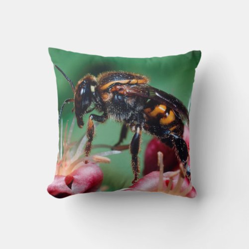 Stingless Bee Meliponini Collecting Nectar Throw Pillow