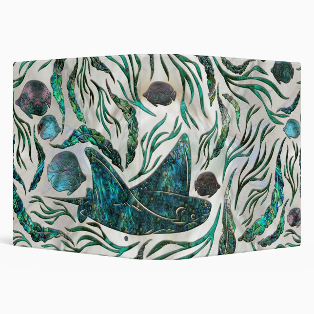 Stingray and Scat fish pattern Abalone 3 Ring Binder (Background)