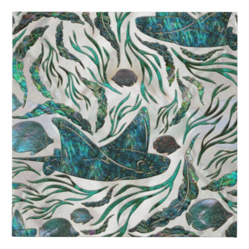 Stingray and Scat fish pattern Abalone Faux Canvas Print
