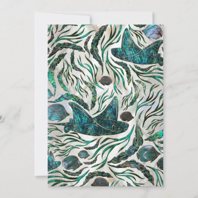 Stingray and Scat fish pattern Abalone Holiday Card (Front)