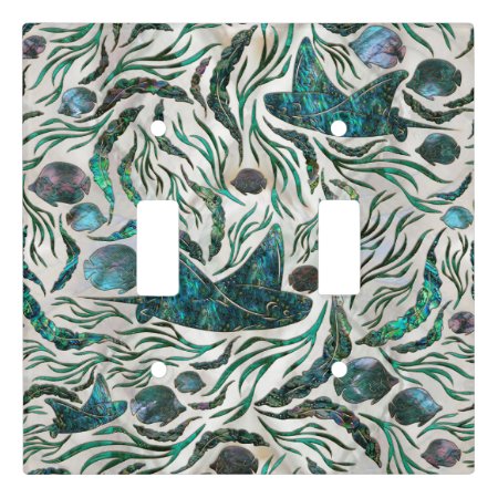 Stingray And Scat Fish Pattern Abalone Light Switch Cover