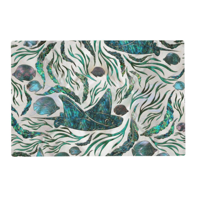 Stingray and Scat fish pattern Abalone Placemat (Front)