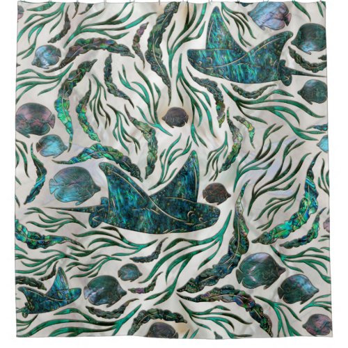 Stingray and Scat fish pattern Abalone Shower Curtain