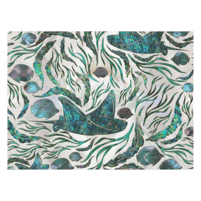 Stingray and Scat fish pattern Abalone Tablecloth (Front (Horizontal))