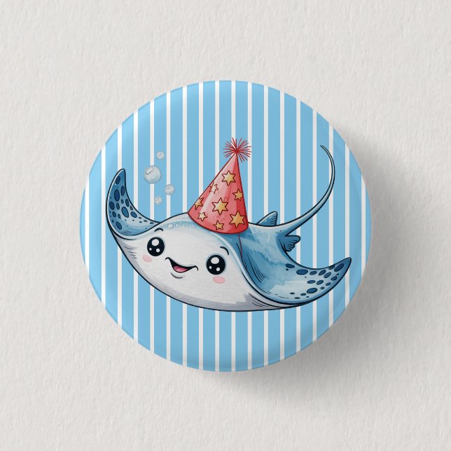 Stingray Birthday Party  Button (Front)