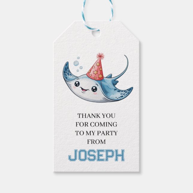 Stingray Birthday Party  Gift Tags (Front)