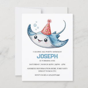 Stingray Birthday Party Invitation Invite Pool