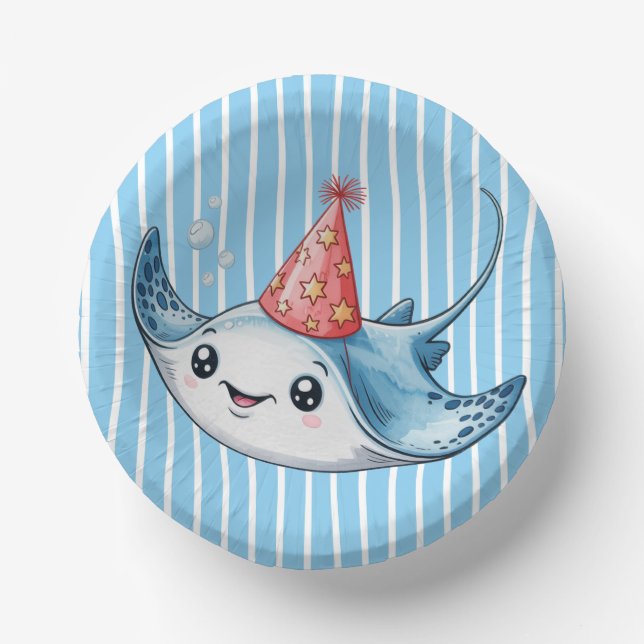 Stingray Birthday Party  Paper Bowls (Front)