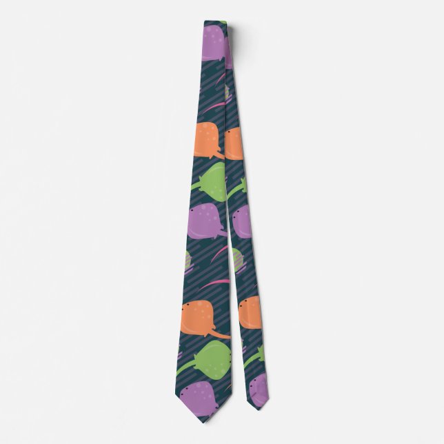Stingray Fish Retro Pop Neon Abstract Neck Tie (Front)