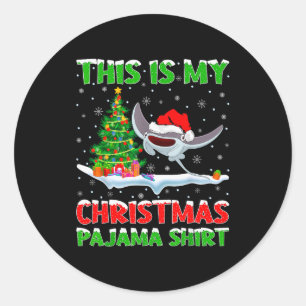 Stingray Fish Xmas Tree Lights This Is My Christma Classic Round Sticker