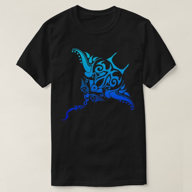 Stingray Hawaiian Tribal Polynesian Tattoo Style V T-Shirt (Design Front)